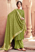 Olive Green Unstitched Salwar Suit