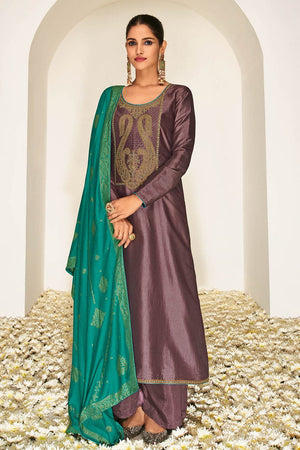 Purple Blue Salwar Suit