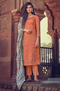 Tawney Orange Unstitched Salwar Suit