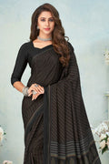 black satin crepe saree