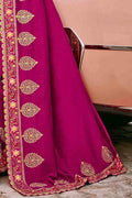 Satin Silk Saree Cardinal Purple Embroidered Satin Silk Saree saree online