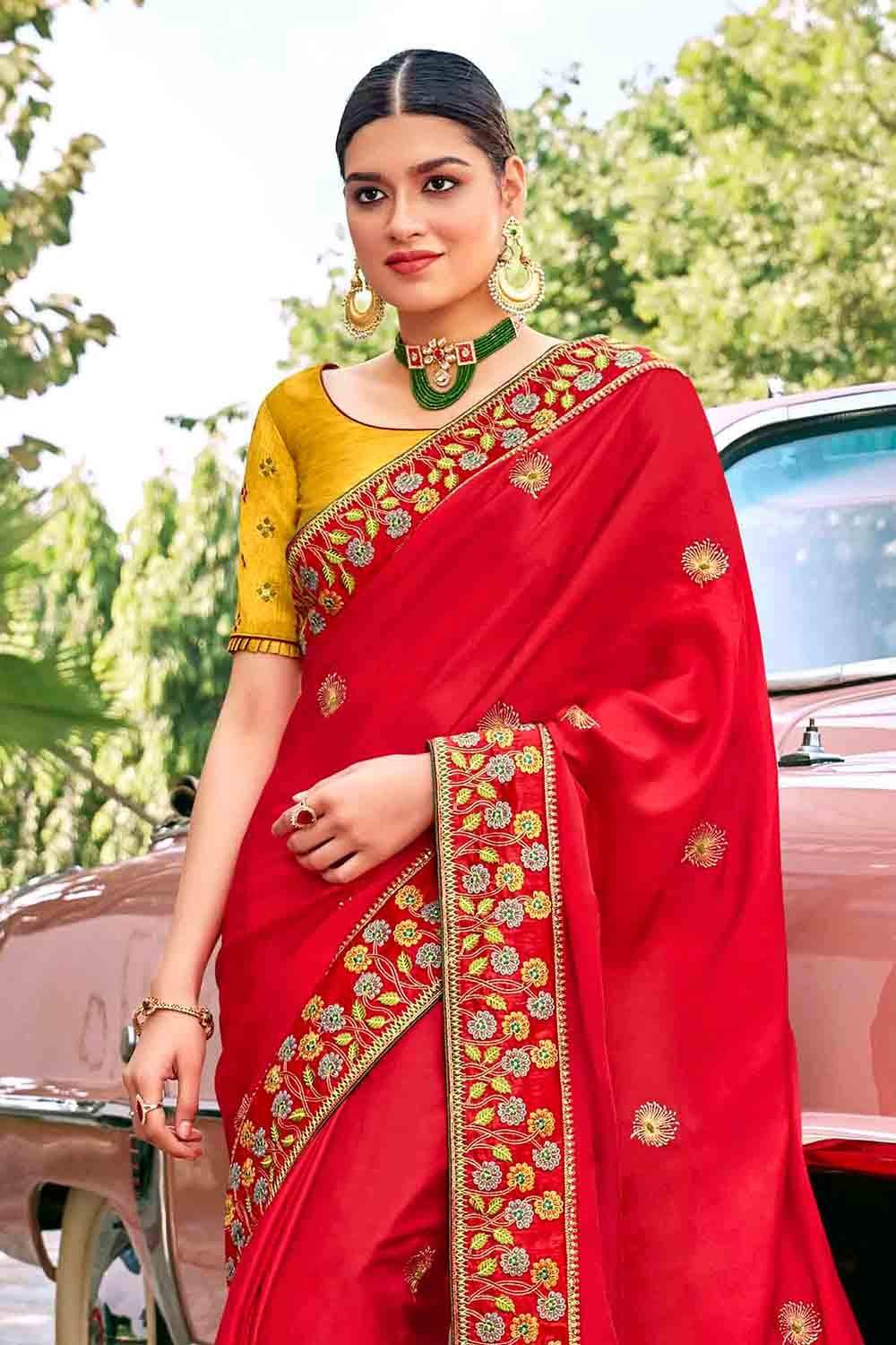 Party Wear Printed Red Ladies Kubera Silk Saree, 5.5 m (separate blouse  piece) at Rs 1600 in Surat