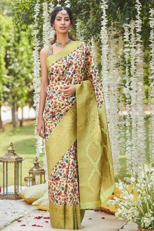 Buy Cream Sarees for Women by Aryze Online | Ajio.com