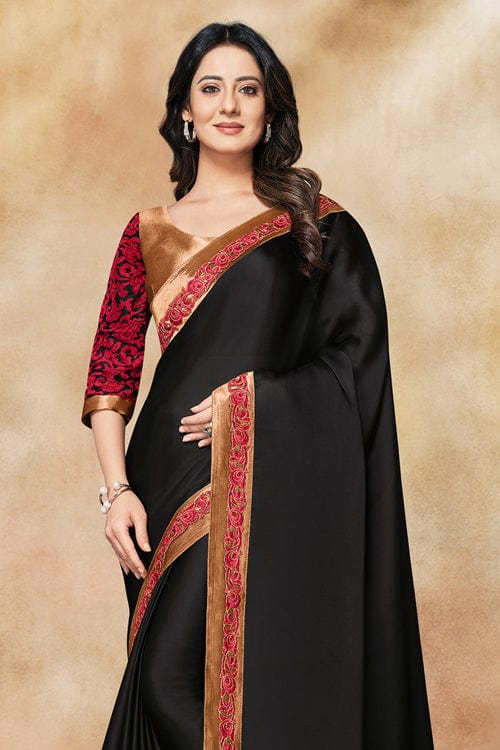 Buy Nitya Soft Kota Chanderi Silk Blend Minakari Paisley Design Saree with  Blouse Piece | Black at Amazon.in