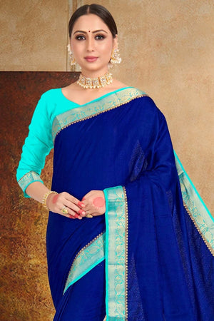 Shop Navy Blue Embellished Crepe Saree Online in USA| Designer Blouse –  Pure Elegance