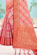 Flamingo Pink Organza Saree