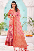 Flamingo Pink Organza Saree