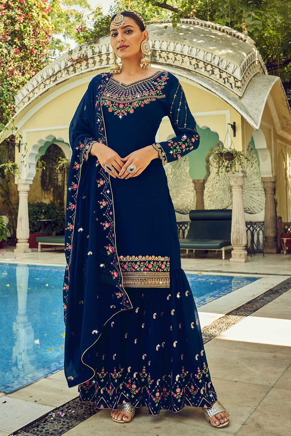 Amazon.com: Fashion Boutique Indian/Pakistani Party Wear Wedding Wear  Sharara Style Salwar Suit for Women(131) (36, Blue) : Clothing, Shoes &  Jewelry