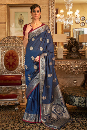 Admiral Blue Silk Saree