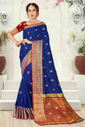 blue silk saree