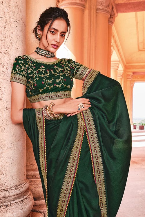 Buy Basil Green Silk Saree online Karagiri