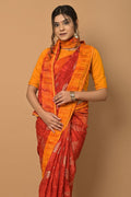 red silk saree