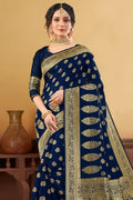 blue silk saree