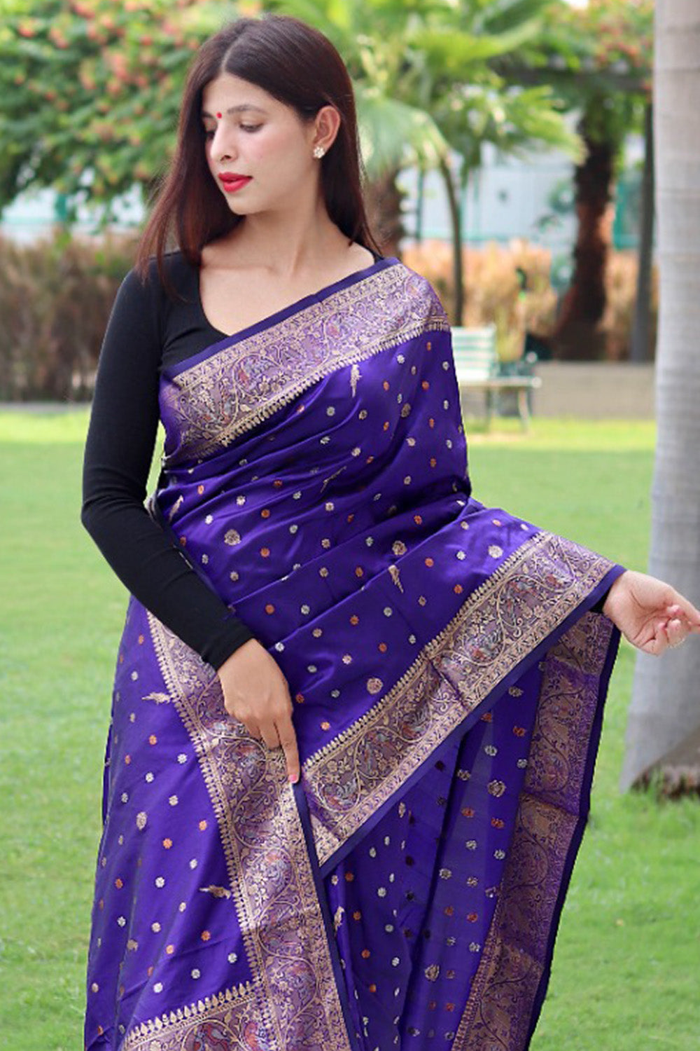 Shop Pure Banarasi Silk Violet Purple Bridal Saree Online India USA UK –  Sunasa