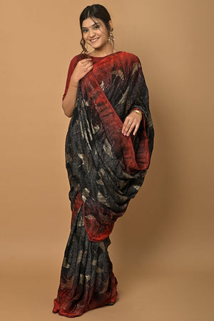 Ink Black Silk Saree