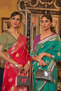 green silk saree