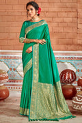 green silk saree