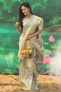 green silk saree