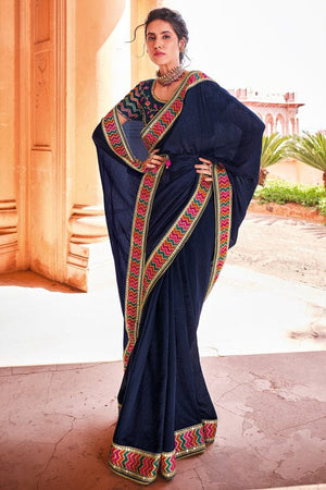 Navy Blue Silk Saree