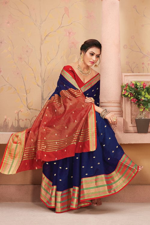 Buy Siril Poly Silk Blue Color Saree with Blouse piece | sarees for Women|  saree | sarees Online at Best Prices in India - JioMart.