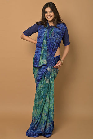 Ocean Blue Silk Saree