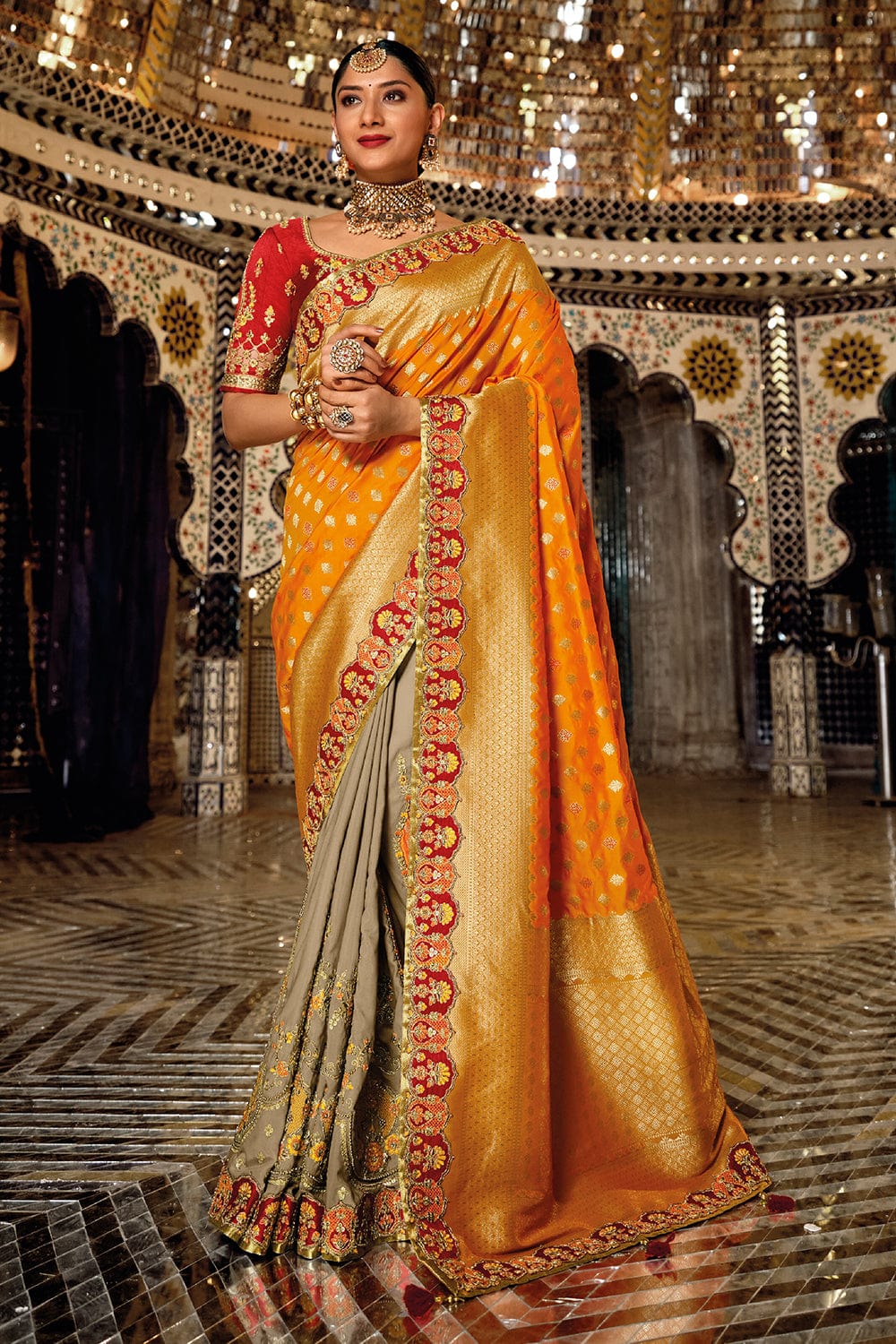 Rust Orange Gulabo Banarasi Tissue Silk Zari Woven Saree – TASARIKA -  India's Most Loved Sarees!