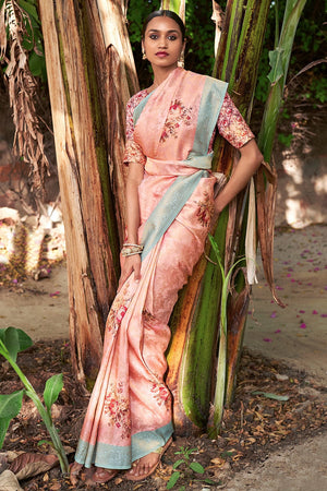 Pearlescent Pink Silk Saree