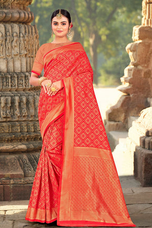 Pearlescent Red Silk Saree