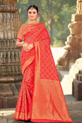 red silk saree