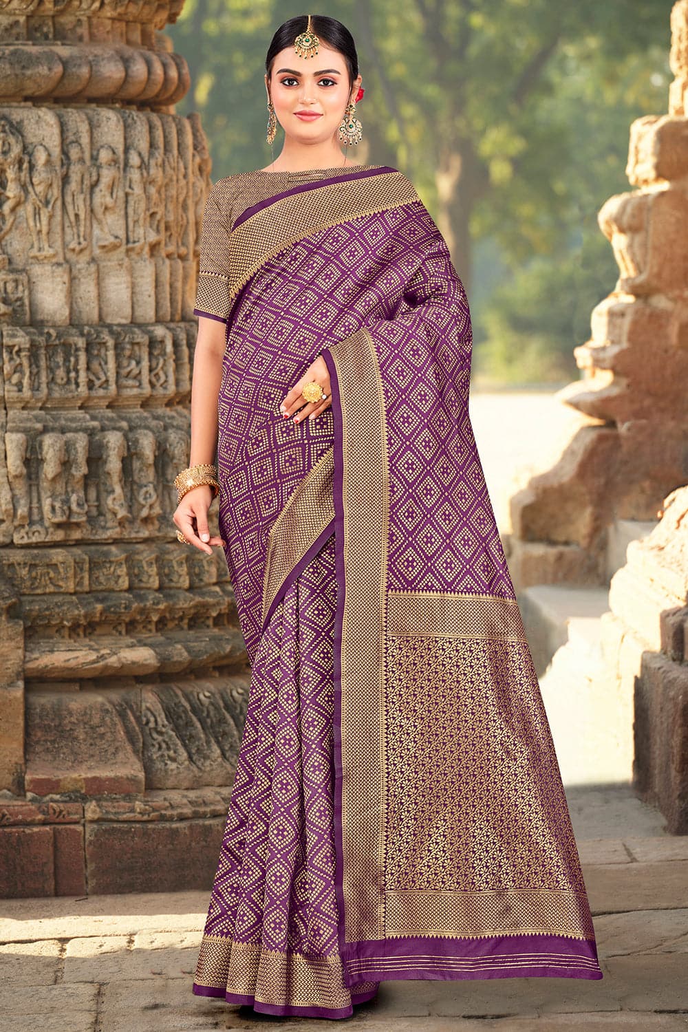 silk saree purple silk saree silk saree online 32197216895169