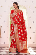 red silk saree