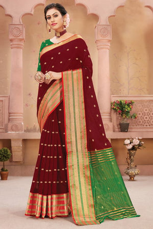 Rosewood Maroon Silk Saree