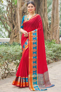 red silk saree