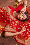 red silk saree