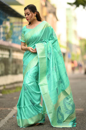 Sea Green Silk Saree