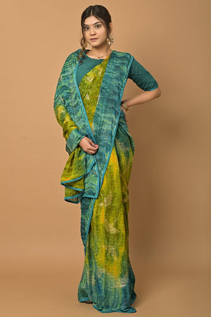 Sheen Green Silk Saree