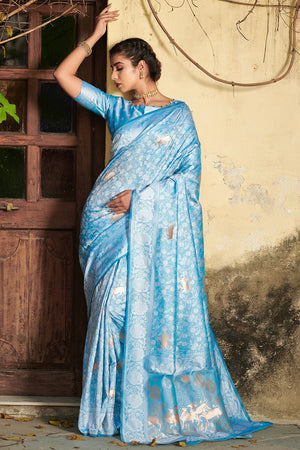 Sky Blue Silk Saree