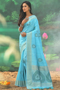 blue silk saree