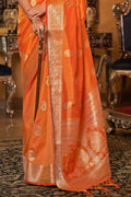 orange silk saree