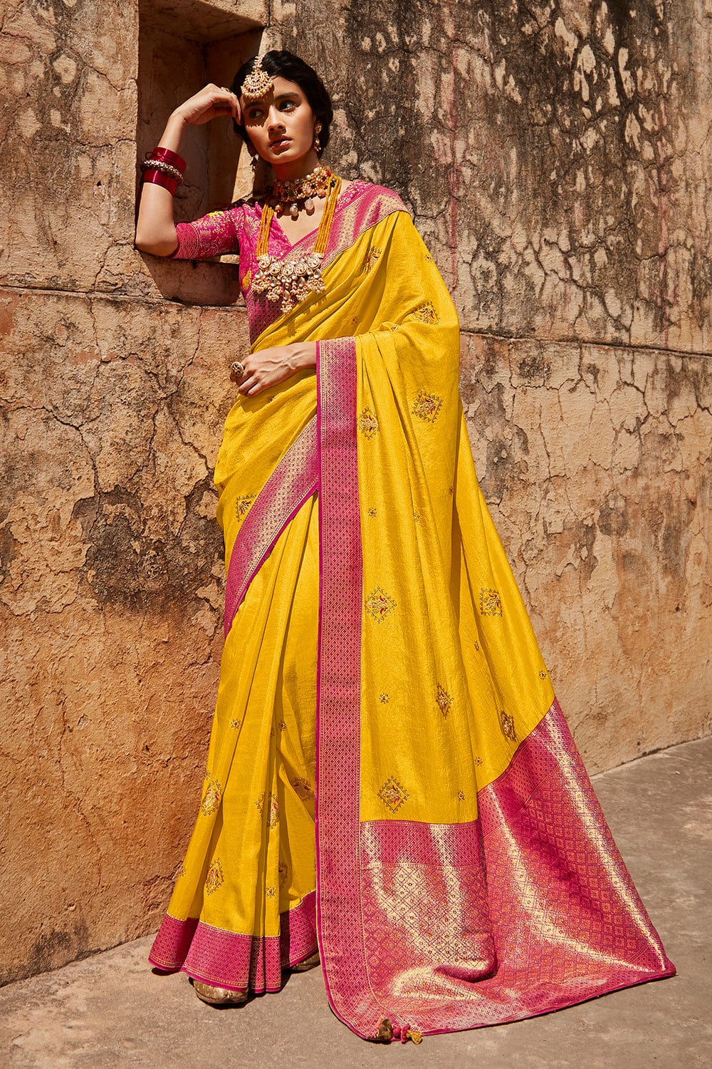 Buy Yellow Silk Saree online-Karagiri