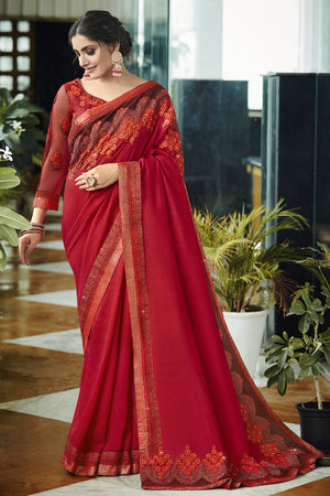 Auburn Maroon South Silk Saree