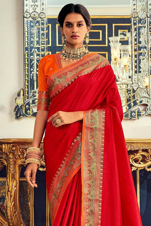 Buy Dark Pink Georgette Border Saree After Six Wear Online at Best Price |  Cbazaar