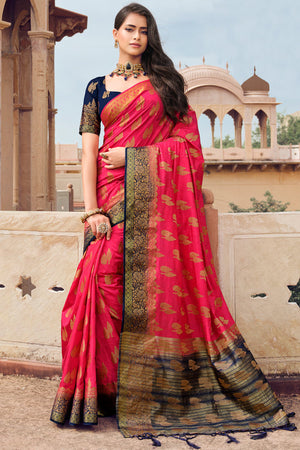 Fuschia Pink South Silk Saree