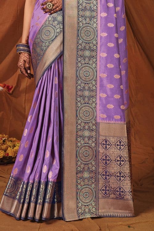 Order Online Woven Zari Silk Purple Saree|SARV117673