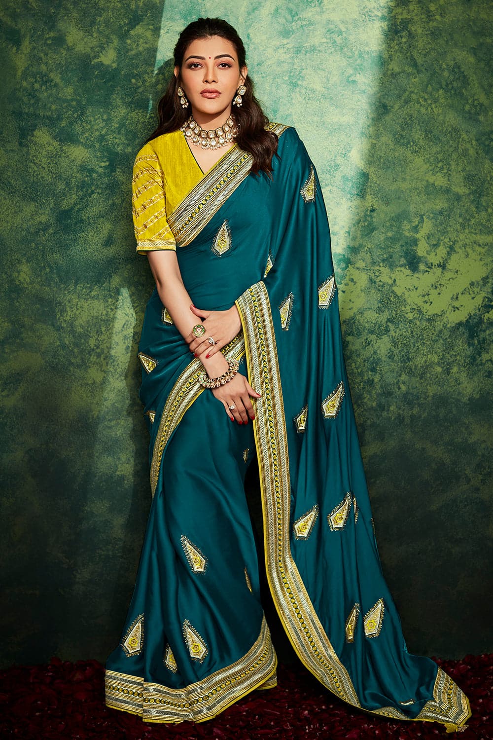 Buy Green Chiffon Hand Peacock Motif Saree With Unstitched Blouse Piece For  Women by Geroo Jaipur Online at Aza Fashions.