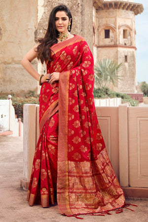 Scarlet Red South Silk Saree