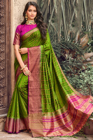 Sheen Green South Silk Saree