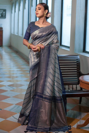 Spruce Blue South Silk Saree