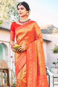 Burnt Orange Kanjivaram Saree