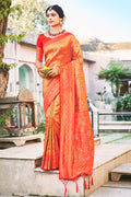 Burnt Orange Kanjivaram Saree